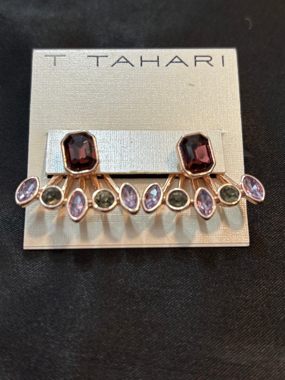 New Tahari Ready Set Sparkle Fan Drop Earrings 13g 1.75”